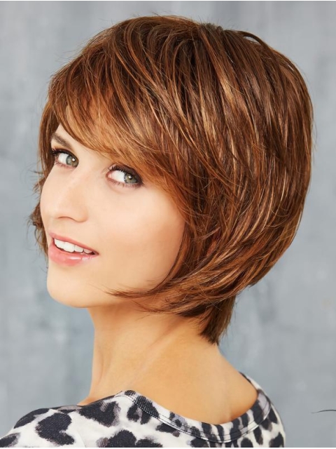 Capless Auburn Synthetic 10" Chin Length Wigs Bobs