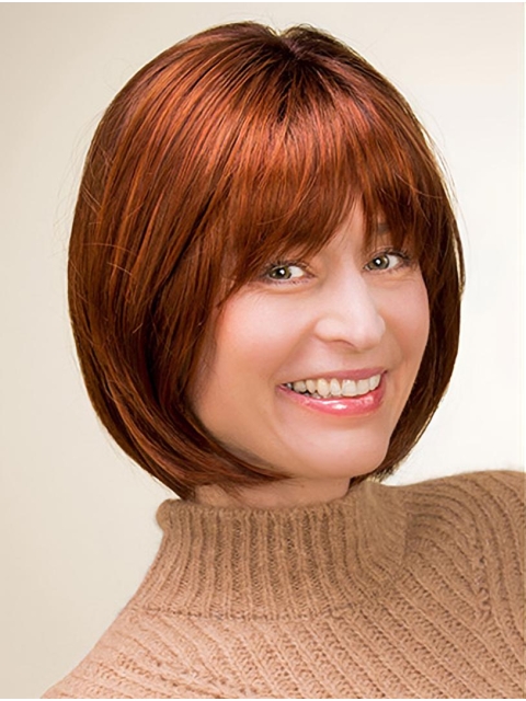 Synthetic 10" Straight Chin Length Copper Bob Wigs