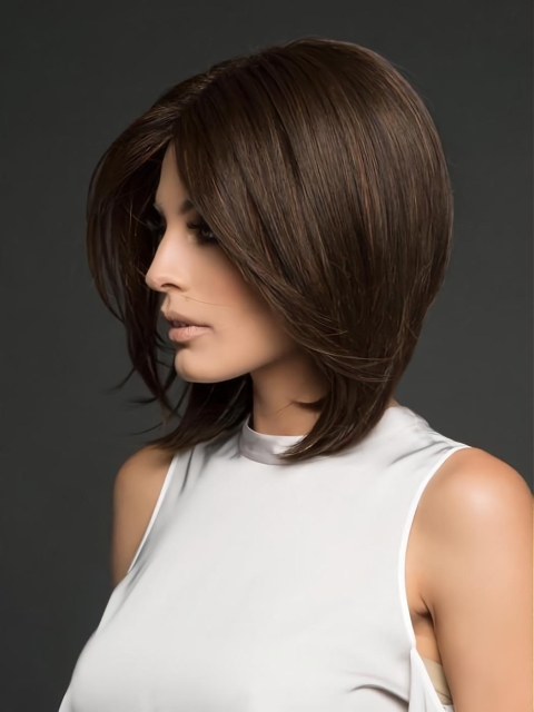 Brown Chin Length Straight Bob The Most Natural Looking Capless Wig