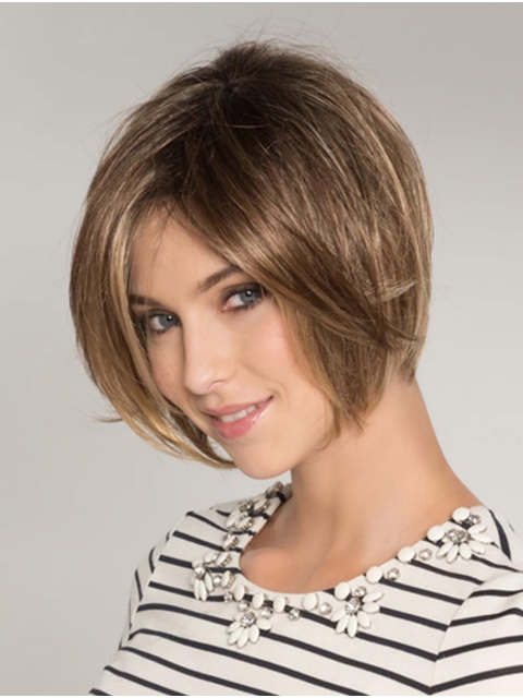 Blonde Synthetic Bobs Straight Chin Length Glueless Lace Front Wigs