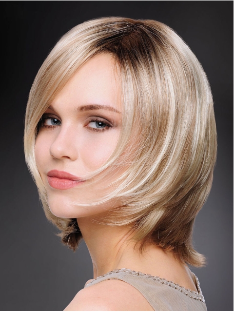 12" Chin Length Straight Blonde Bob Wigs