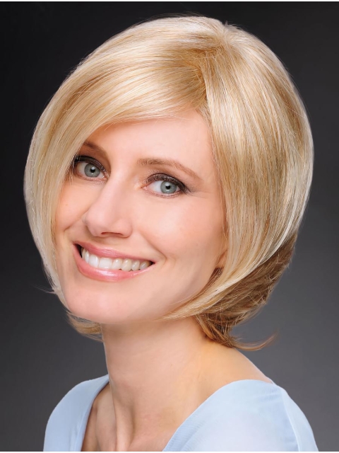 Incredible 12" Chin Length Straight Blonde Bob Wigs