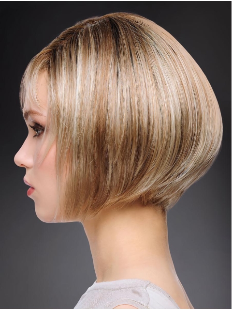 Top 10" Chin Length Straight Blonde Bob Wigs