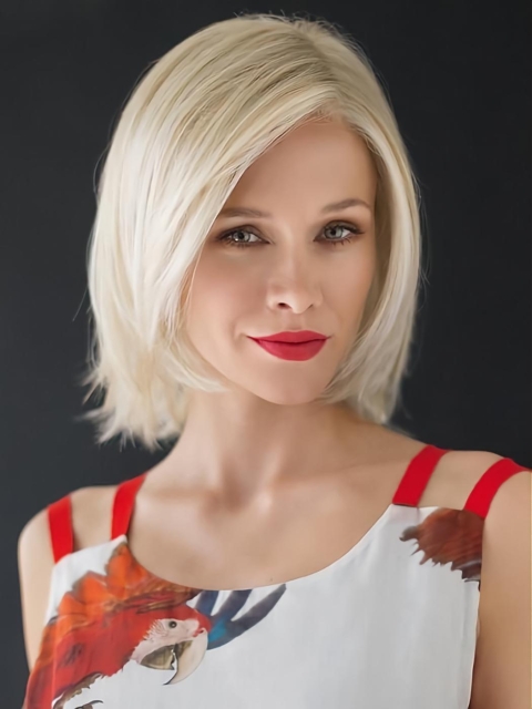 Monofilament 12" Straight Chin Length White Synthetic Wigs Online