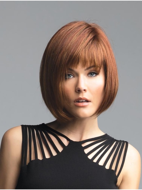 10" Chin Length Auburn Straight Fashionable Bob Wigs