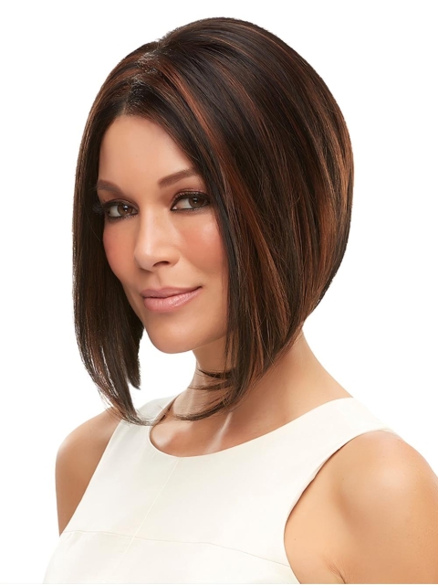 Chin Length Brown Without Bangs Synthetic Wigs