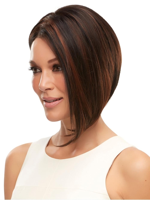 Chin Length Brown Without Bangs Synthetic Wigs