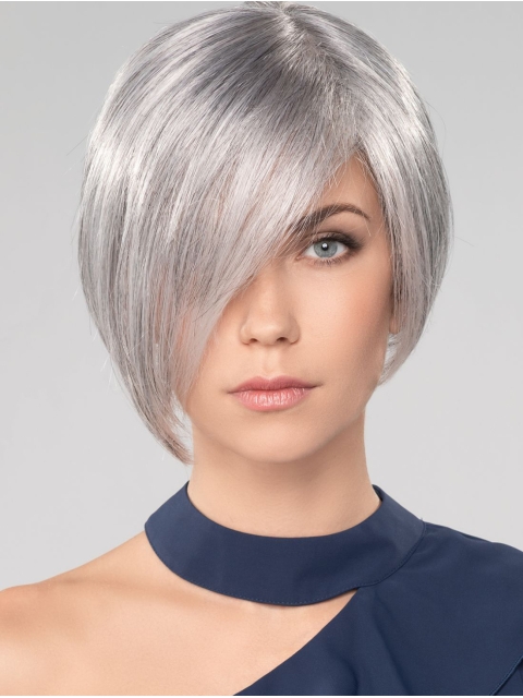 Straight Chin Length 10" Monofilament Convenient Grey Wigs