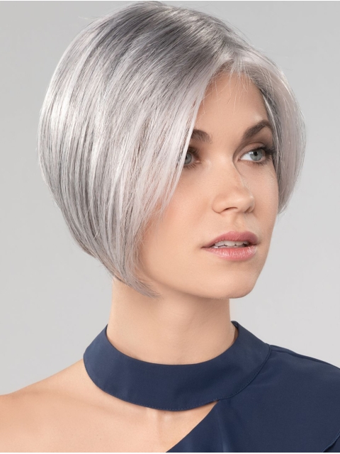 Straight Chin Length 10" Monofilament Convenient Grey Wigs