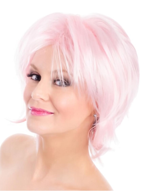 Straight Bobs Pink 8" Capless Wig Fashion