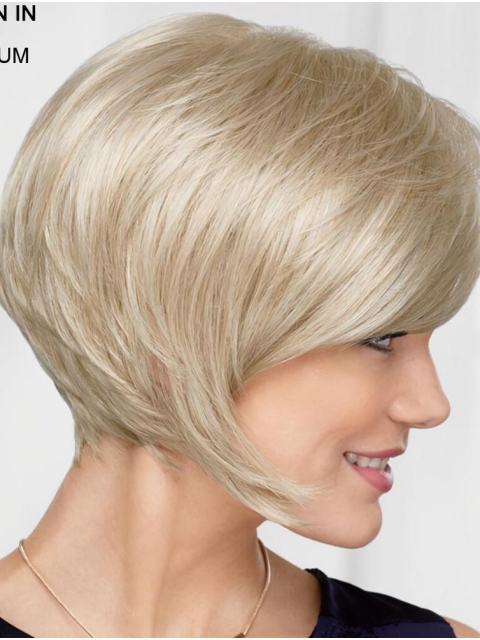 10" Chin Length Platinum Blonde Straight Top Bob Wigs