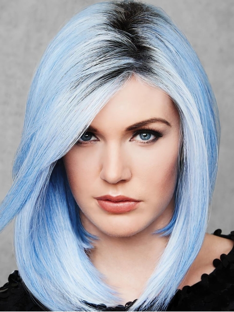 Blue Capless 12" Without Bangs Great Synthetic Wigs