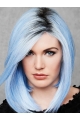 Blue Capless 12" Without Bangs Great Synthetic Wigs