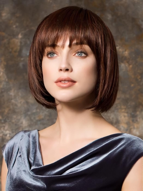 Brown 10" Straight Cropped Bob Wigs