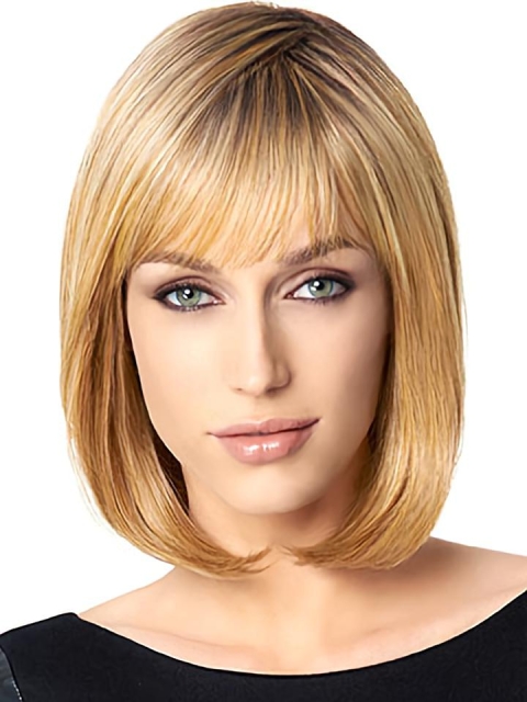 10" Straight Blonde Bobs Medium Wigs