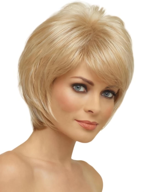 Chin Length Monofilament Synthetic Mono Synthetic Wigs For Women