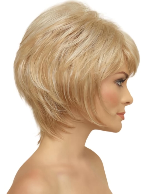 Chin Length Monofilament Synthetic Mono Synthetic Wigs For Women