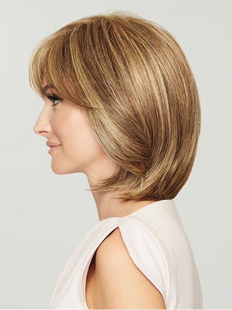 Chin Length Blonde With Bangs Synthetic Wig That Look Real