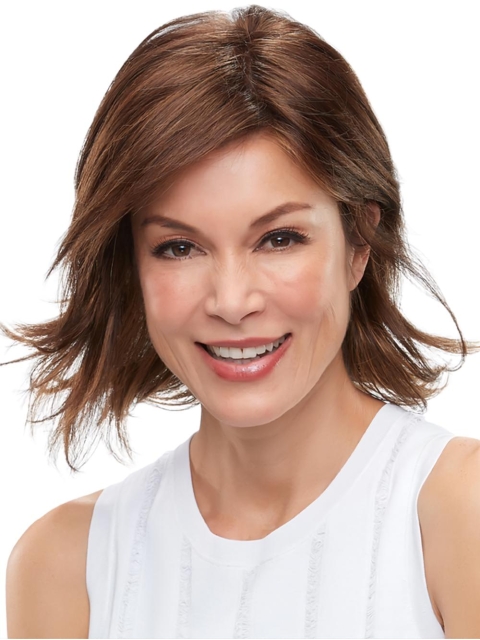 12" Straight Auburn Monofilament Wig Without Bangs