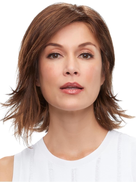 12" Straight Auburn Monofilament Wig Without Bangs