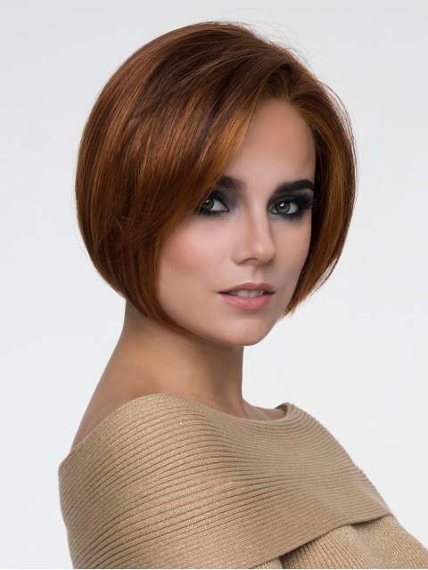 Straight Cropped Auburn Synthetic Bob Synthetic Wigs