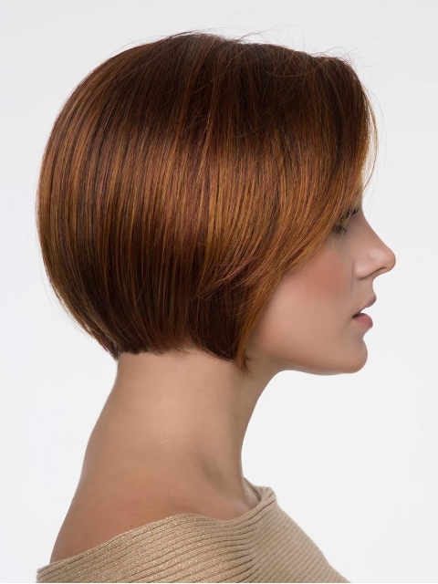 Straight Cropped Auburn Synthetic Bob Synthetic Wigs