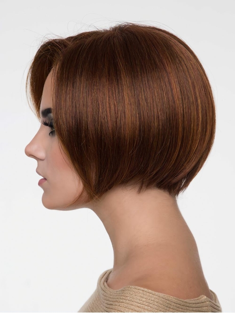 Straight Cropped Auburn Synthetic Bob Synthetic Wigs