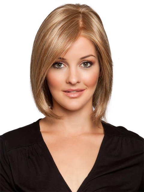 Popular Blonde Chin Length Petite Monofilament Wigs