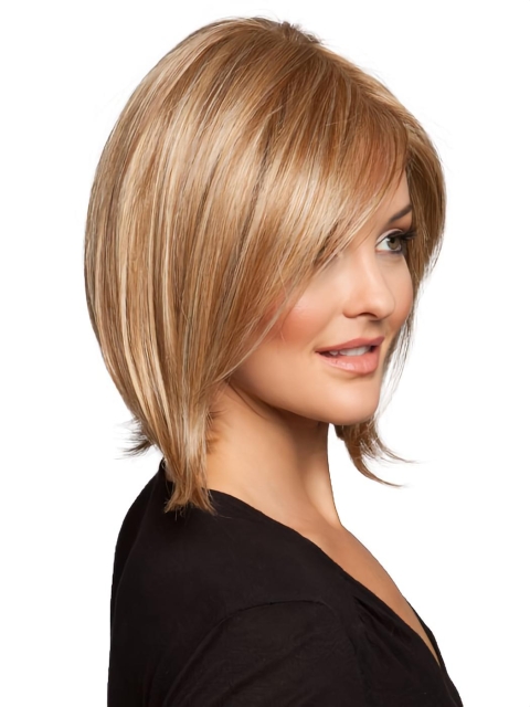 Popular Blonde Chin Length Petite Monofilament Wigs