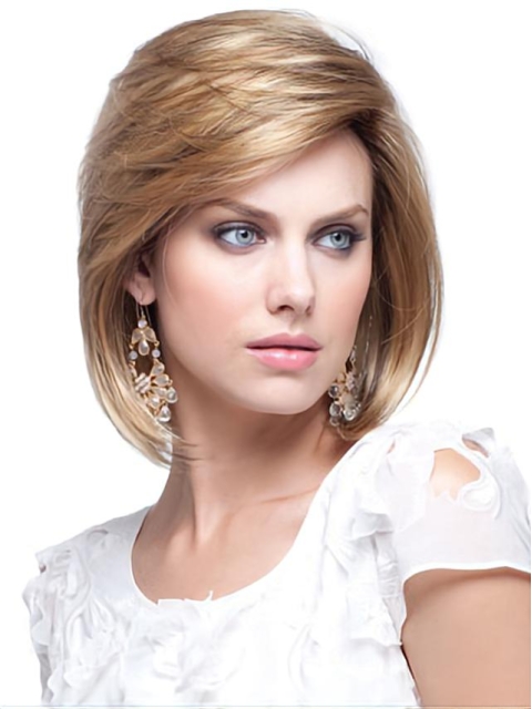 Shining Blonde Straight Chin Length Human Hair Wigs