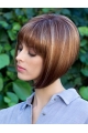 Monofilament Brown Straight Bob Cut Wig