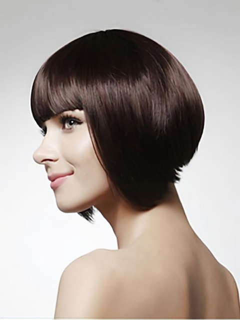 Trendy Black Straight Chin Length Human Hair Wigs