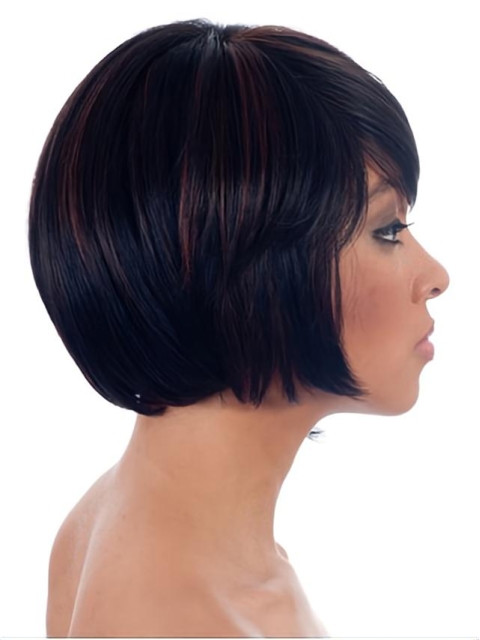 Polite Black Straight Chin Length African American Wigs