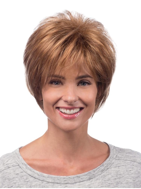 Layered Auburn Capless Synthetic Short Wigs