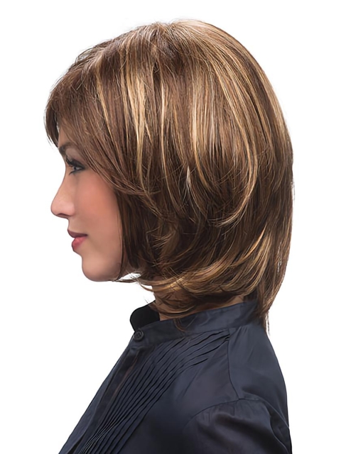 Perfect Brown Straight Chin Length Human Hair Wigs