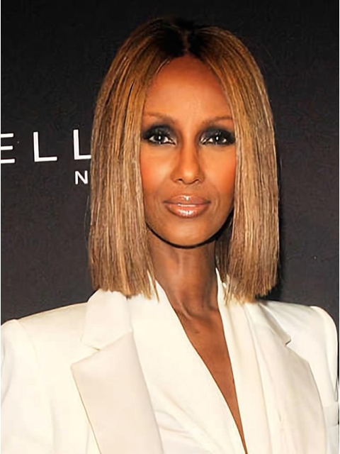 Iman  Blonde straight Bob Cut Wigs