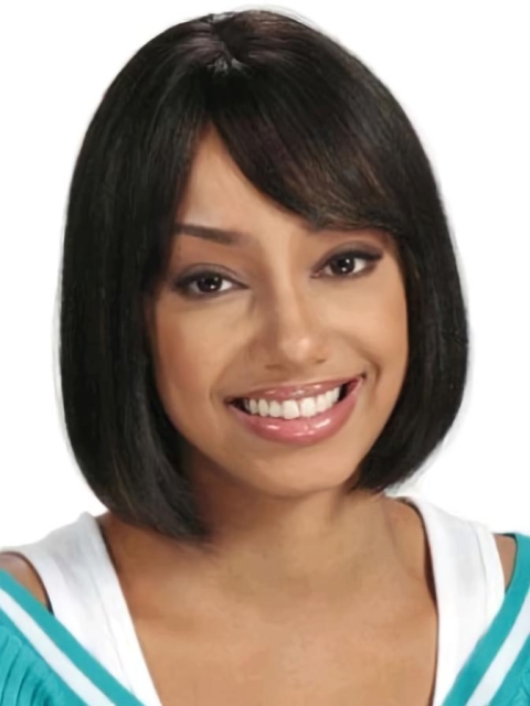 Fashionable Black Straight Chin Length African American Wigs