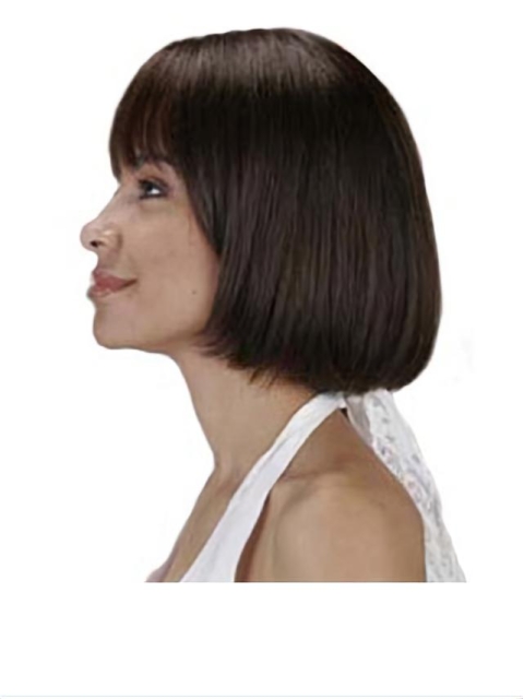 Ideal Brown Straight Chin Length Human Hair Wigs