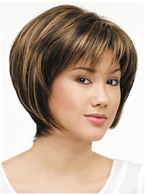 Lace Front Straight Synthetic Durable Medium Wigs