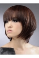 Convenient Auburn Straight Chin Length Human Hair Wigs