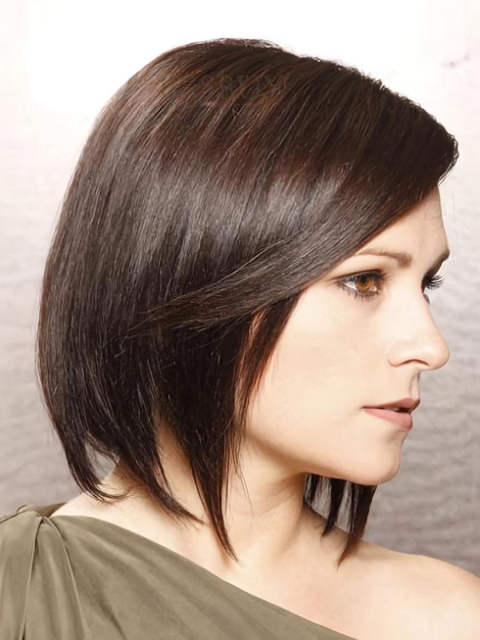 Trendy Lace Front Straight Chin Length Remy Human Lace Wigs