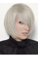 Young Fashion Platinum Blonde With Side Bangs Chin Length Capless Wigs