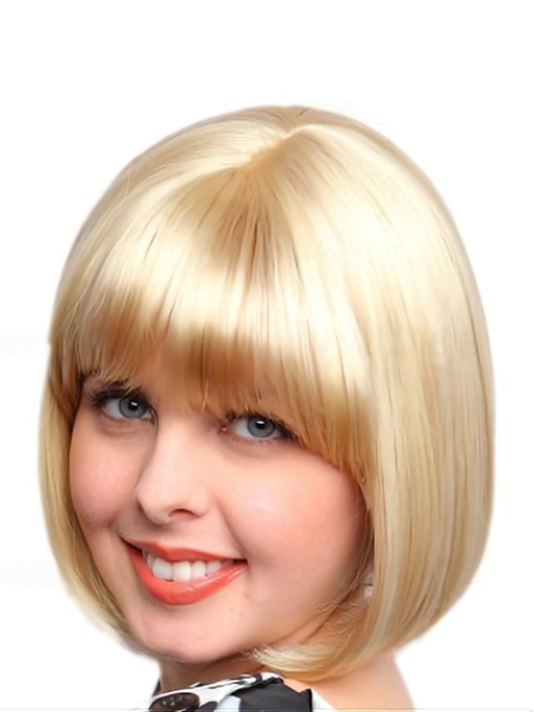 Bobs Suitable Blonde Straight Medium Wigs