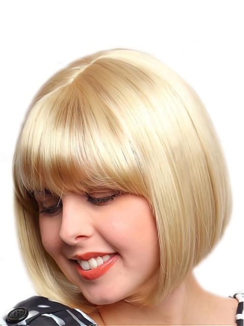 Bobs Suitable Blonde Straight Medium Wigs