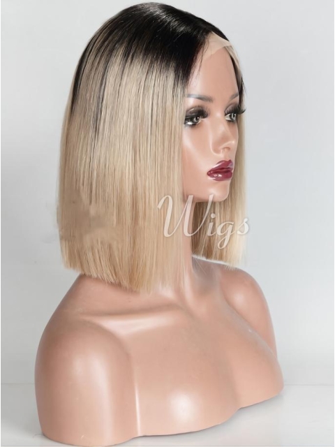 14" Chin Length Straight Bobs Ombre Wigs