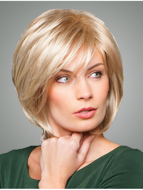 Gentle Blonde Straight Chin Length Bob Wigs