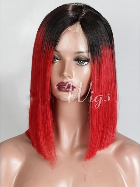 Bobs Chin Length Straight Ombre Full Lace Wigs