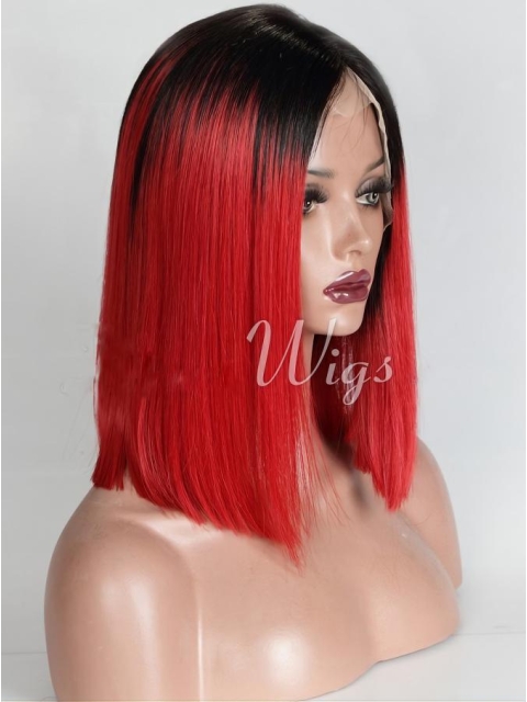 Bobs Chin Length Straight Ombre Full Lace Wigs