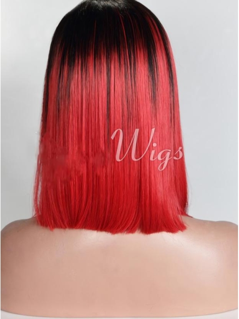 Bobs Chin Length Straight Ombre Full Lace Wigs