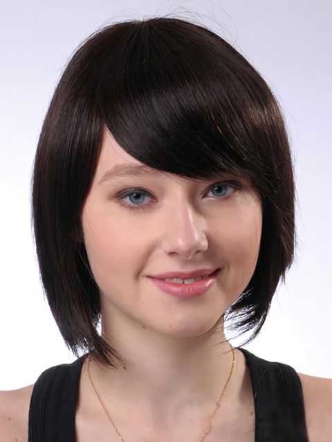 High Quality Brown Straight Chin Length Human Hair Wigs